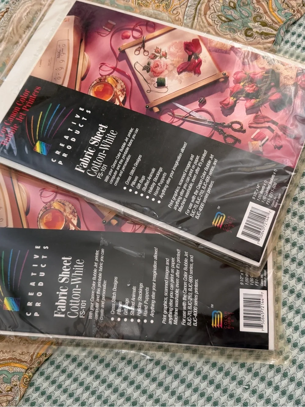 2 Packs Fabric Sheet FS-101 For Canon Color Bubble Jet Printers-9 1/2